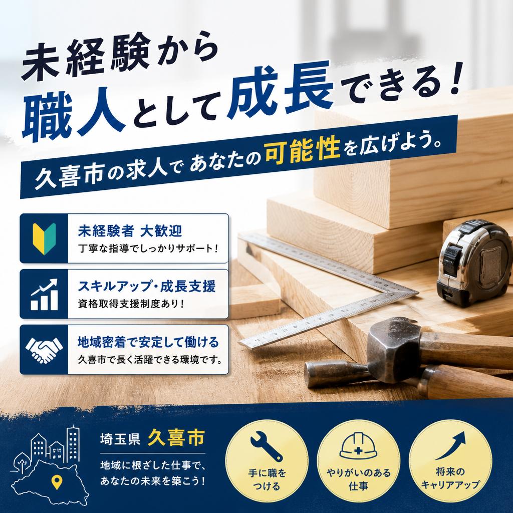 未経験から職人として成長できる！久喜市の求人であなたの可能性を広げよう。