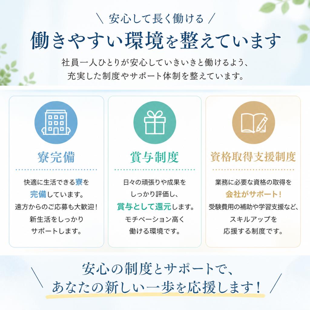 福利厚生が充実した職場