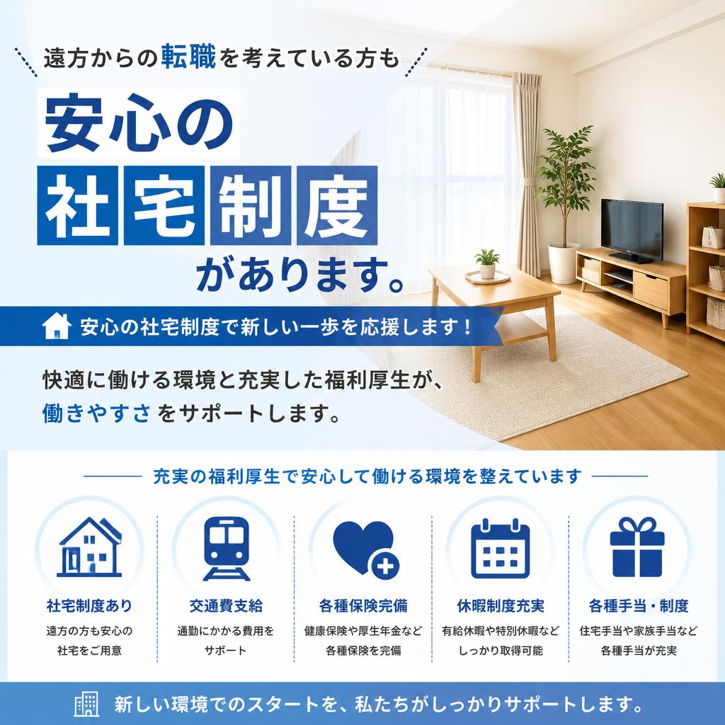 福利厚生も充実！社宅完備