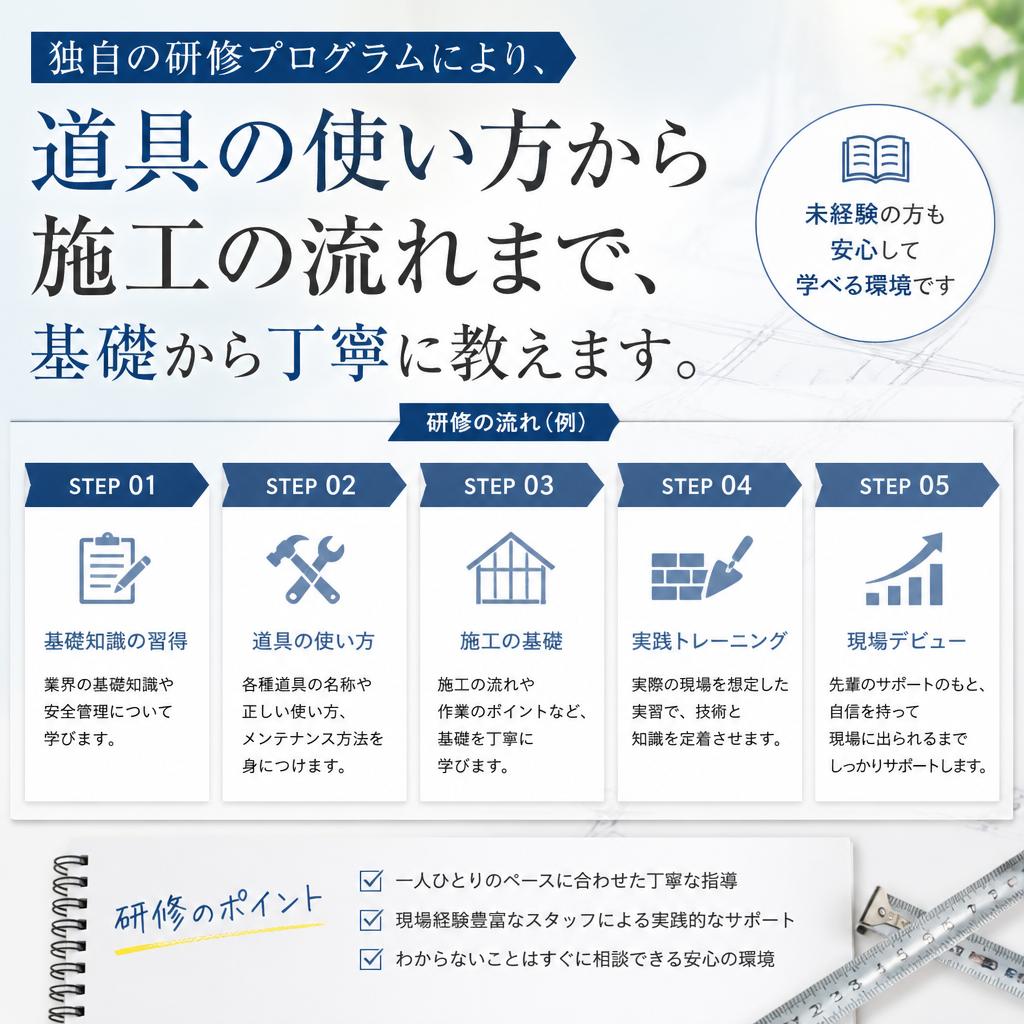 未経験からでも安心の研修制度