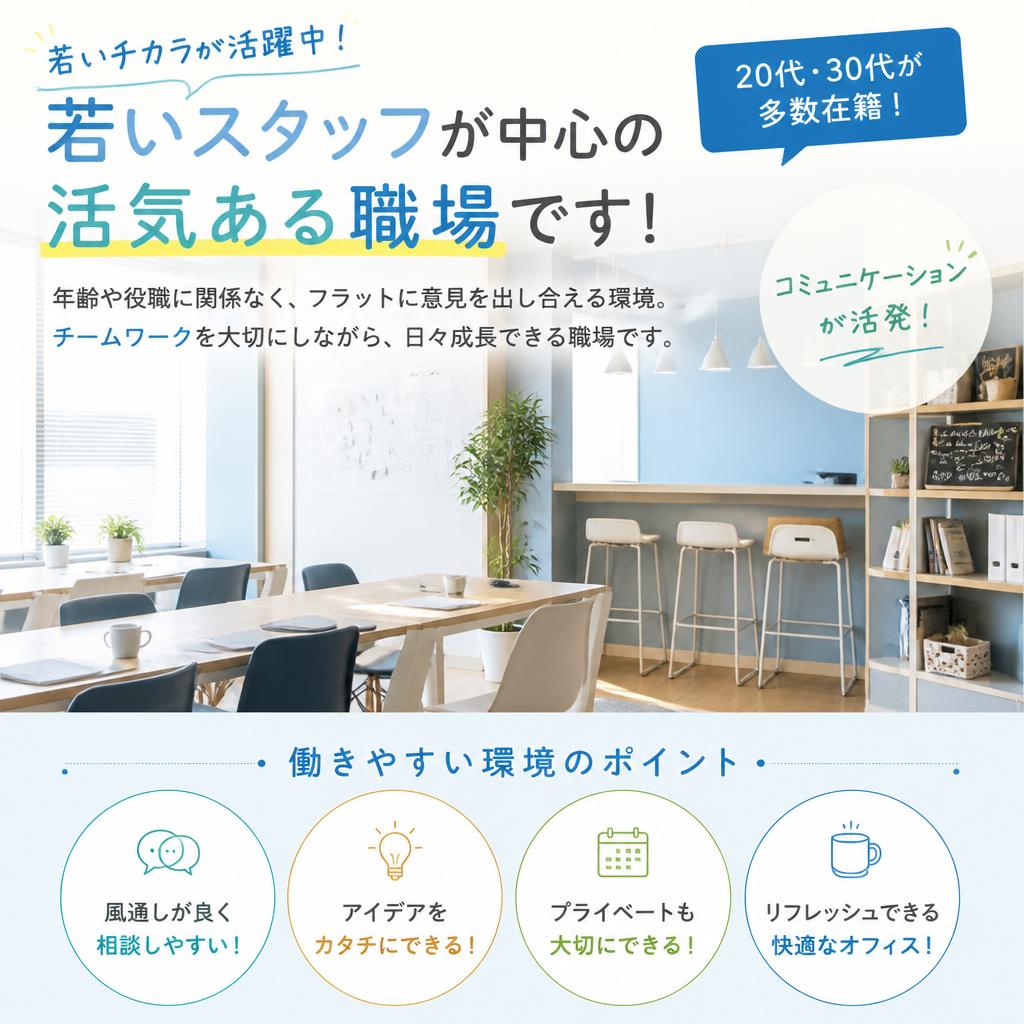 若いチームで風通しの良い職場