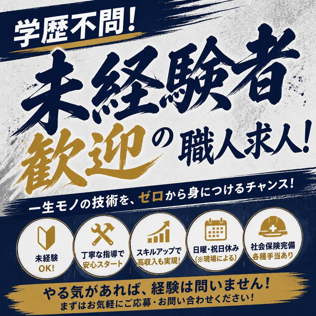 学歴不問！未経験者歓迎の職人求人！
